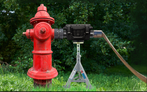 A hydrant with a portable flow meter attached